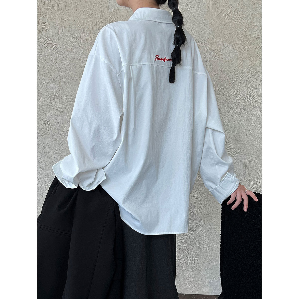 Loose Lazy Commuter English Alphabet Embroidered Shirt Women's Early Autumn New Long Sleeve Shirt Jacket