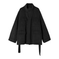 New design full wool double patch bag adjustable belt woolen jacket