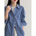 Simple loose shoulder casual vertical striped shirt women's 26 spring new high-end top jacket