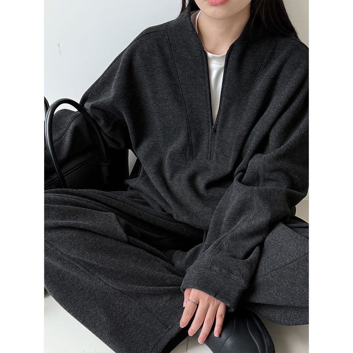 Autumn and winter new old money wind slack polished sweater + scimitar pants two-piece women's casual suit