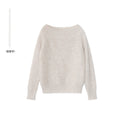 Temperament loose slanted shoulder backless sexy lace-up sweater