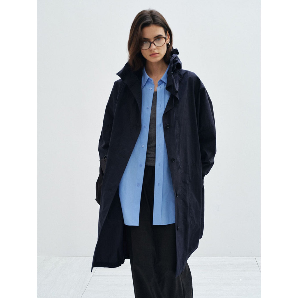 Spring design feeling light wrinkle feeling stand collar anti-wrinkle non-ironing sunscreen long trench coat