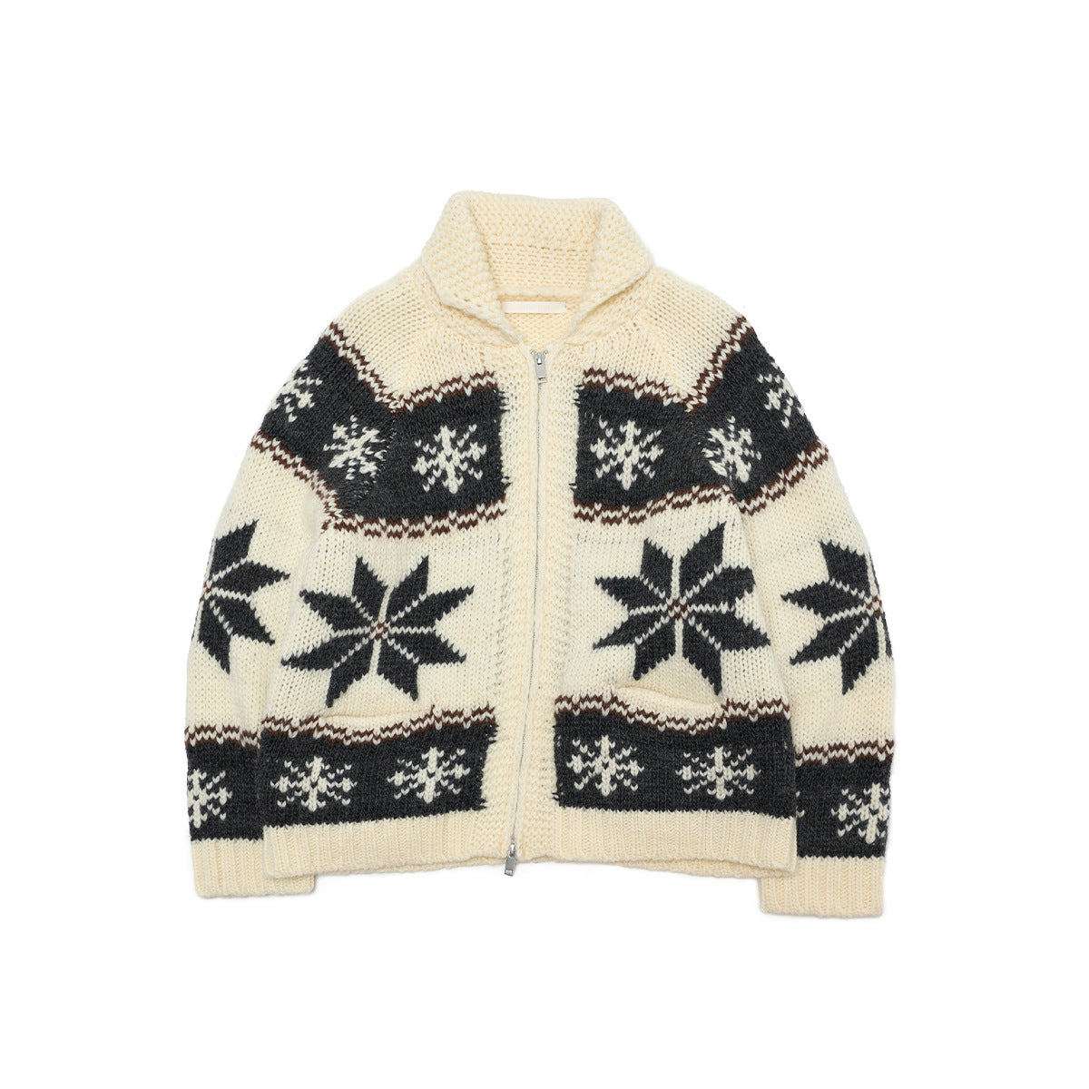 Winter casual lapel Fair Island thick needle all-wool versatile wool cardigan