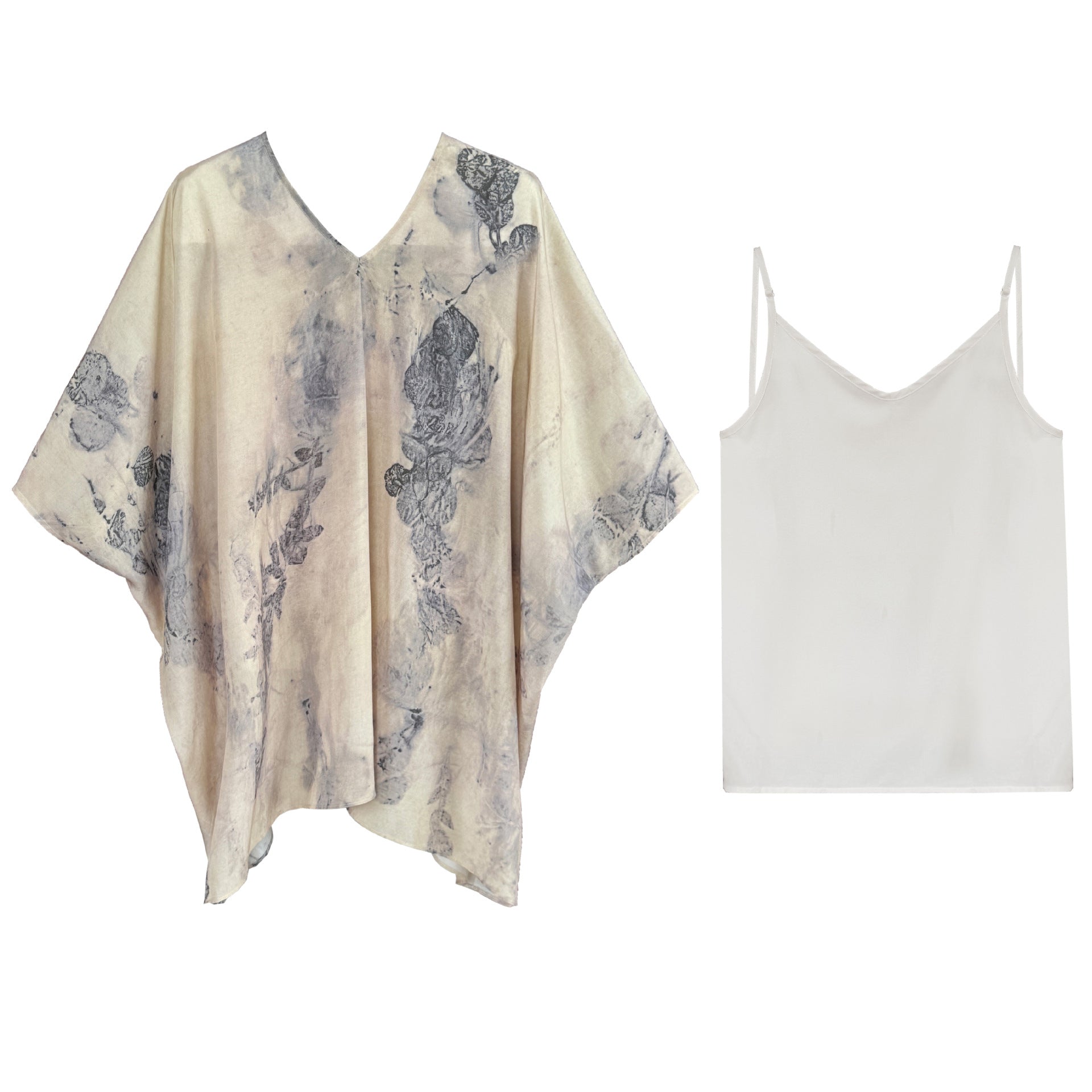 New chinese style national style topssuitartsy plant printing loose silhouette blouse two-piece set