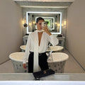 Fashion Deep V Ribbon Loose Shirt Commuter Hottie Sexy Shirt Top Female
