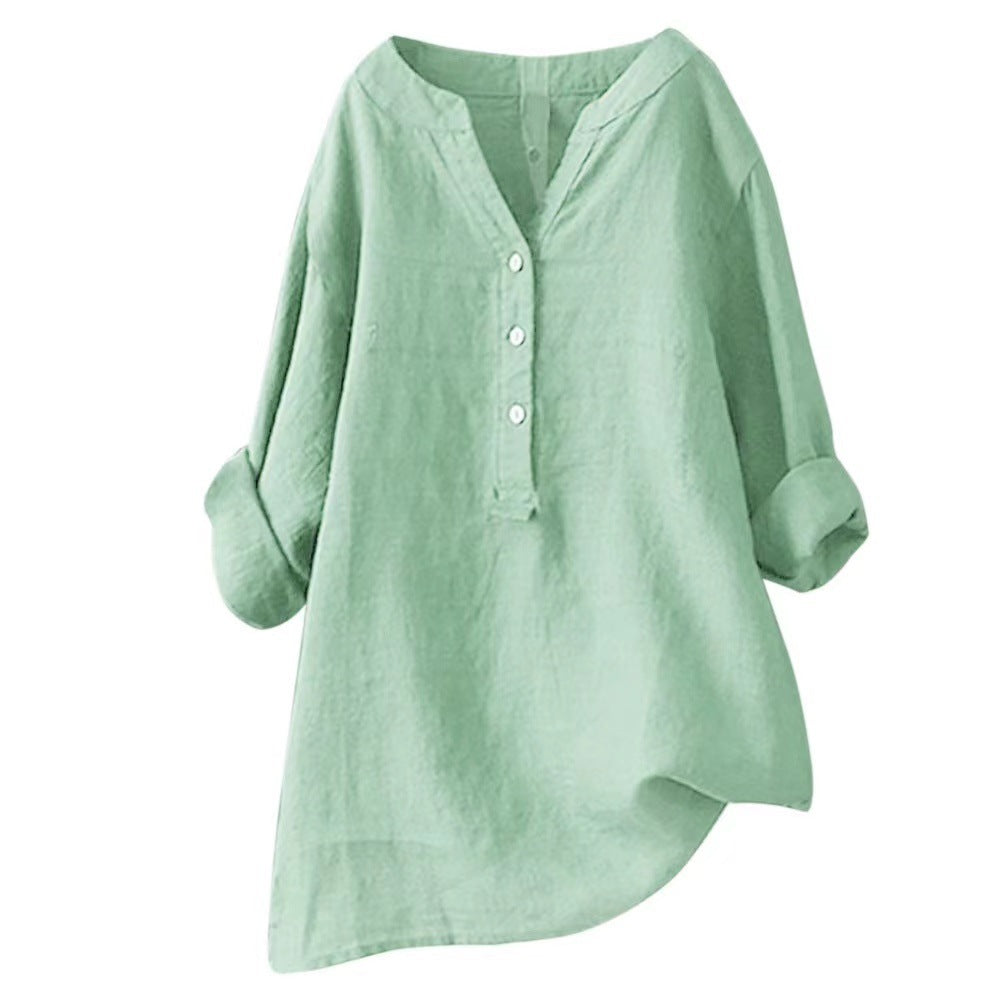 Loose Casual Women's Stand-Up Collar Top Women's Shirt Crew Neck