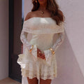 Flared sleeves waist, backless pleated A-line skirt