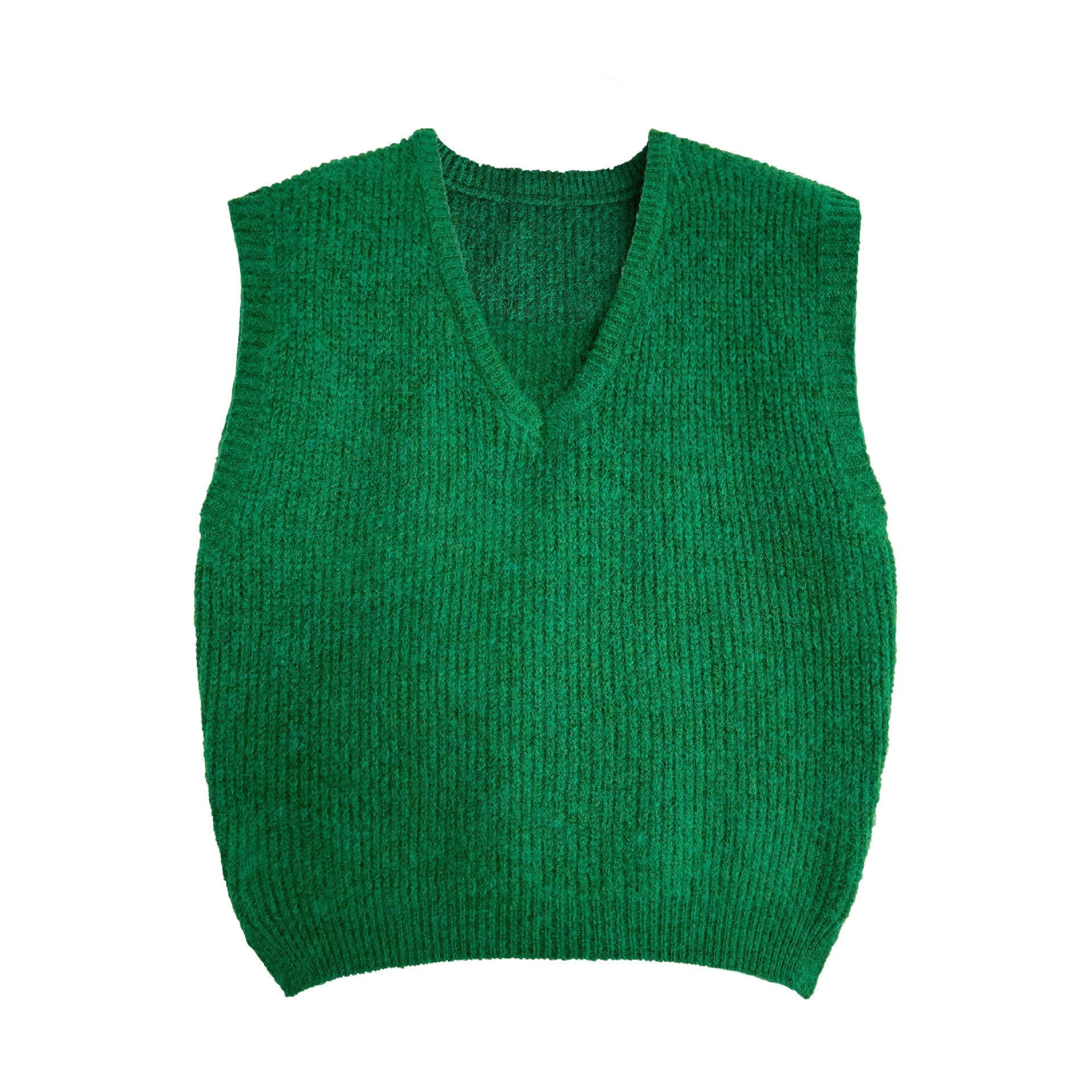 Soft wool V-neck knitted vest women's autumn new Korean simple stacked vest