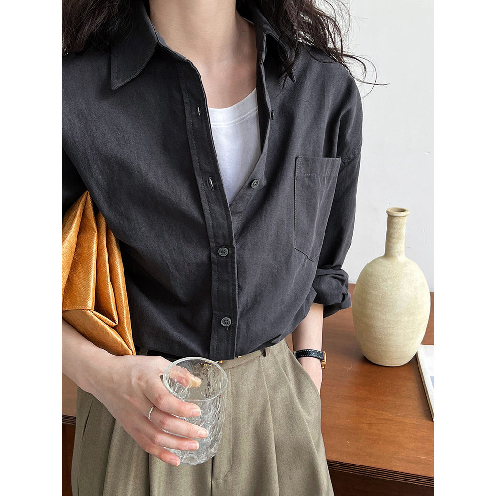 Oxford cloth classic oversized long sleeve shirt - women's spring commute, effortless outerwear, casual shirt jacket
