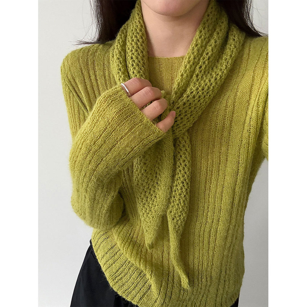 Light luxury soft waxy wool knitted sweater shawl two-piece set women's 26 spring new lazy bottoming shirt