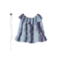 Lotus leaf edge top shoulder long sleeve gradual change tie-dye shirt