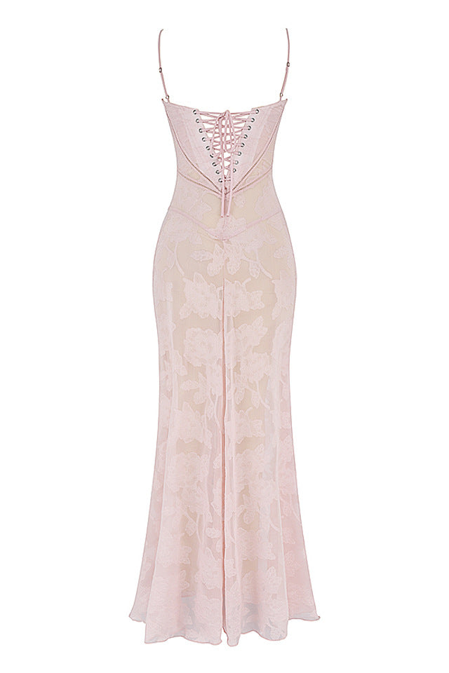 Dress summer waist thin French suspender dress