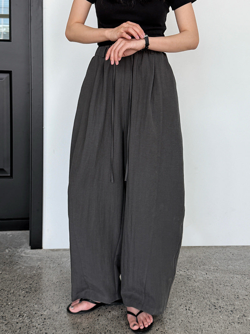 Slack high waist wide leg casual pants women's summer new lazy style loose and thin sickle pants