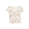 Sweet little woman floral square neck shirt short sleeve T-shirt