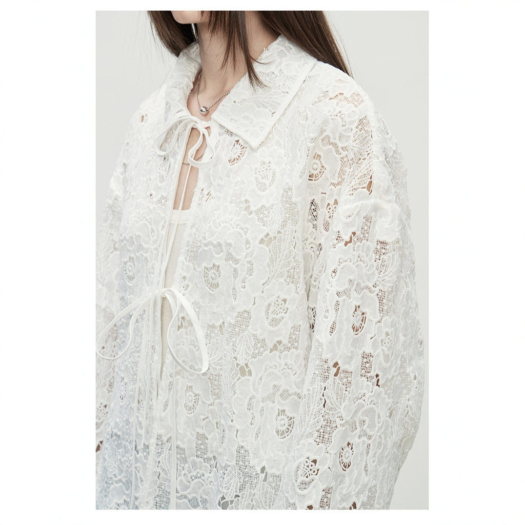 Spring new product retro French three-dimensional hollow lace exquisite sunscreen shirt top jacket