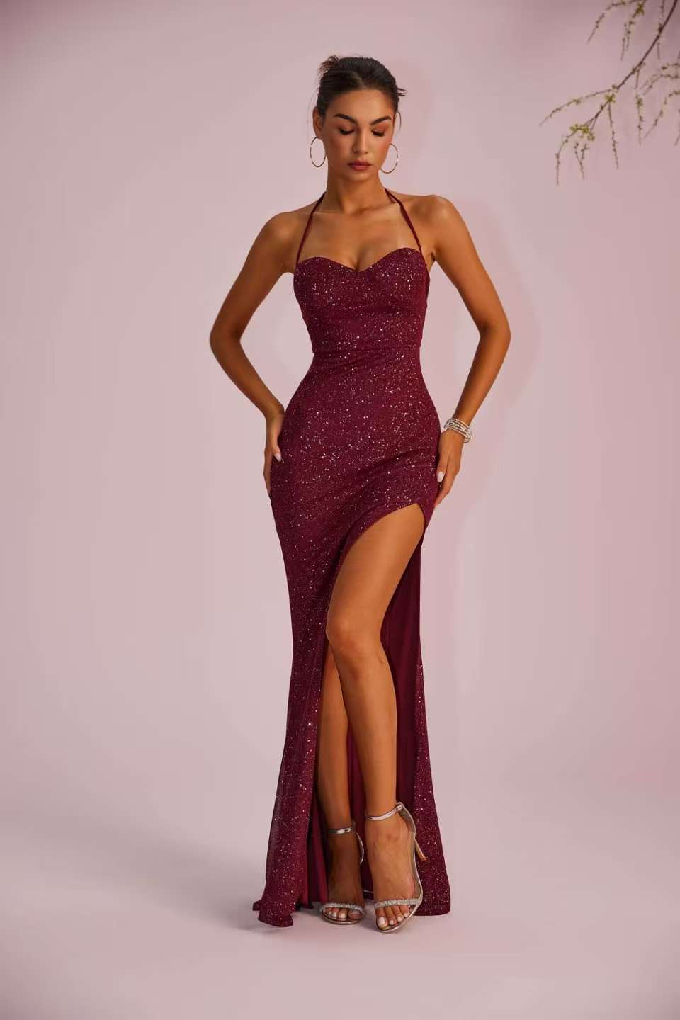 One-Shoulder Sleeveless Dress Women High Waist Irregular Hem Maxi