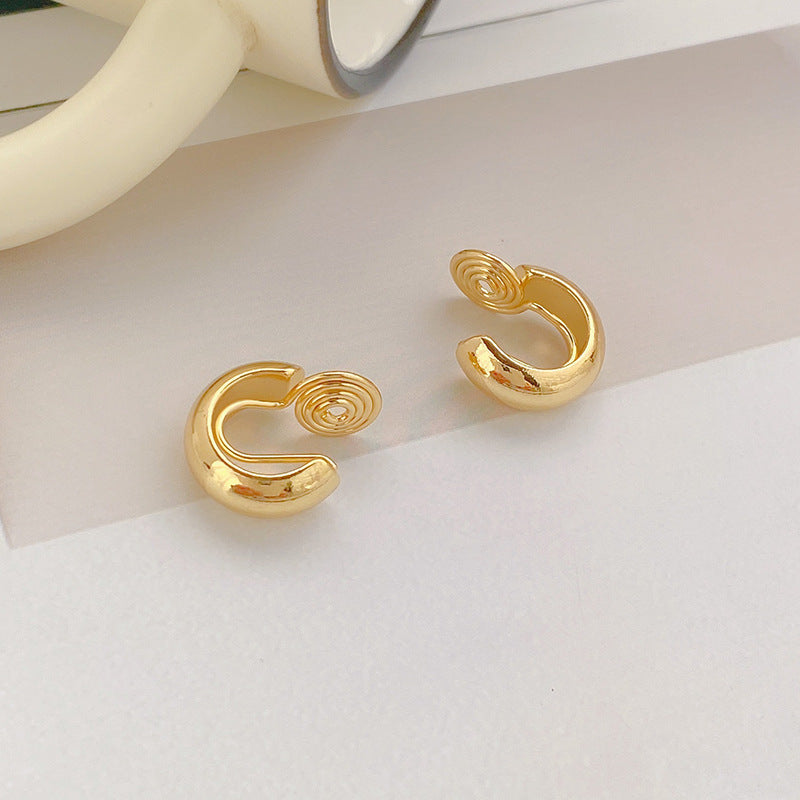 Tide mosquito coil disc ear clips, no ear piercings, white-collar temperament fashion earrings