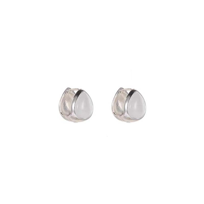 Authentic niche design feeling ice transparent opal double-sided water drop ear buckle exquisite versatile earrings temperament light luxury earrings