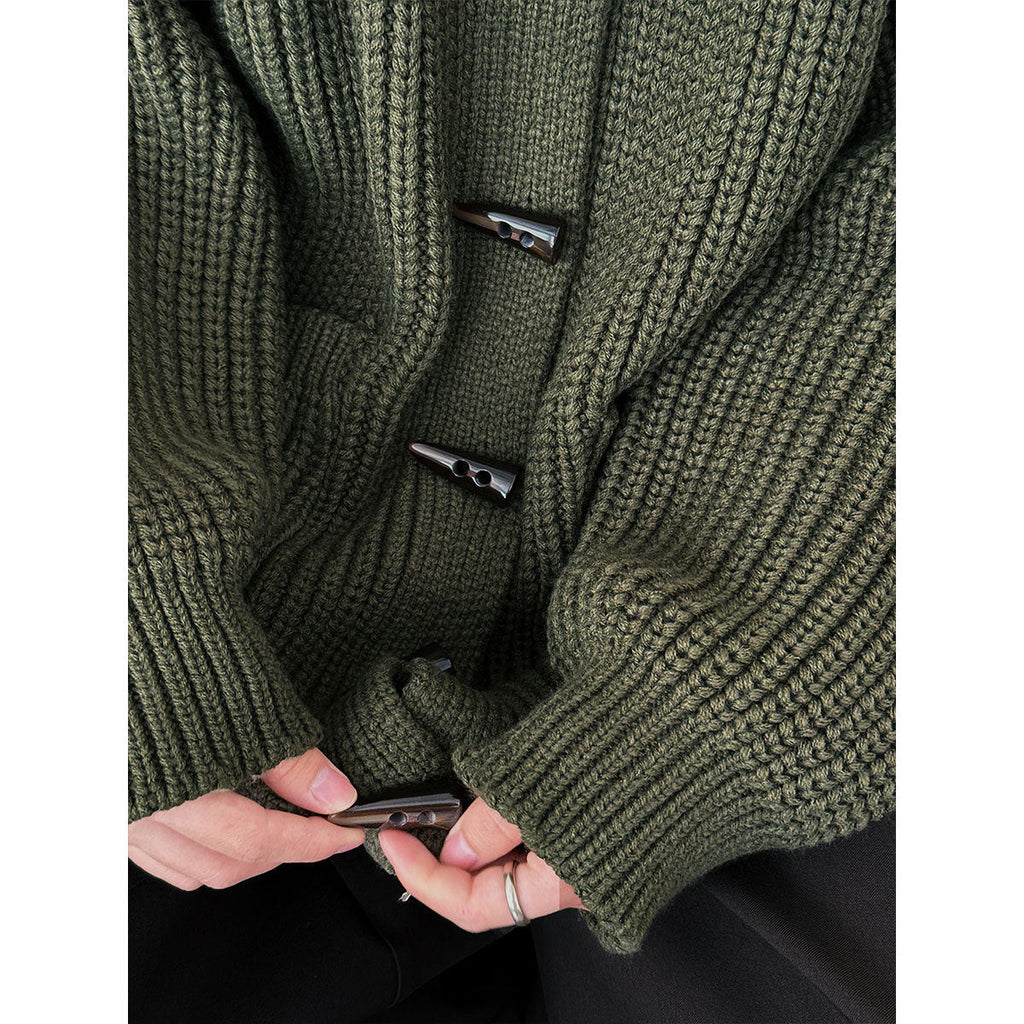 French rough knit retro lazy wind sweater jacket