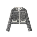French literary and retro embroidered jacquard short Xiaoxiangfeng jacket