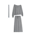 Casual Relaxed Temperament Two-piece Set Slant Neck Off-Shoulder Sweater Set