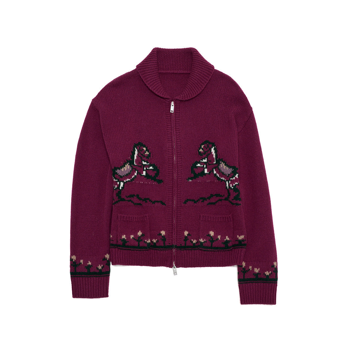 Early spring new casual lapel wool classic versatile pony snow woolen cardigan