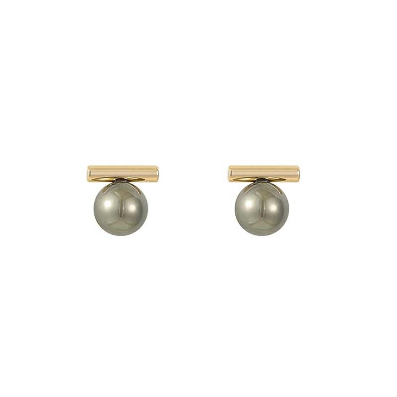 Niche design gray pearl stud earrings retro temperament high-end earrings 2023 popular earrings