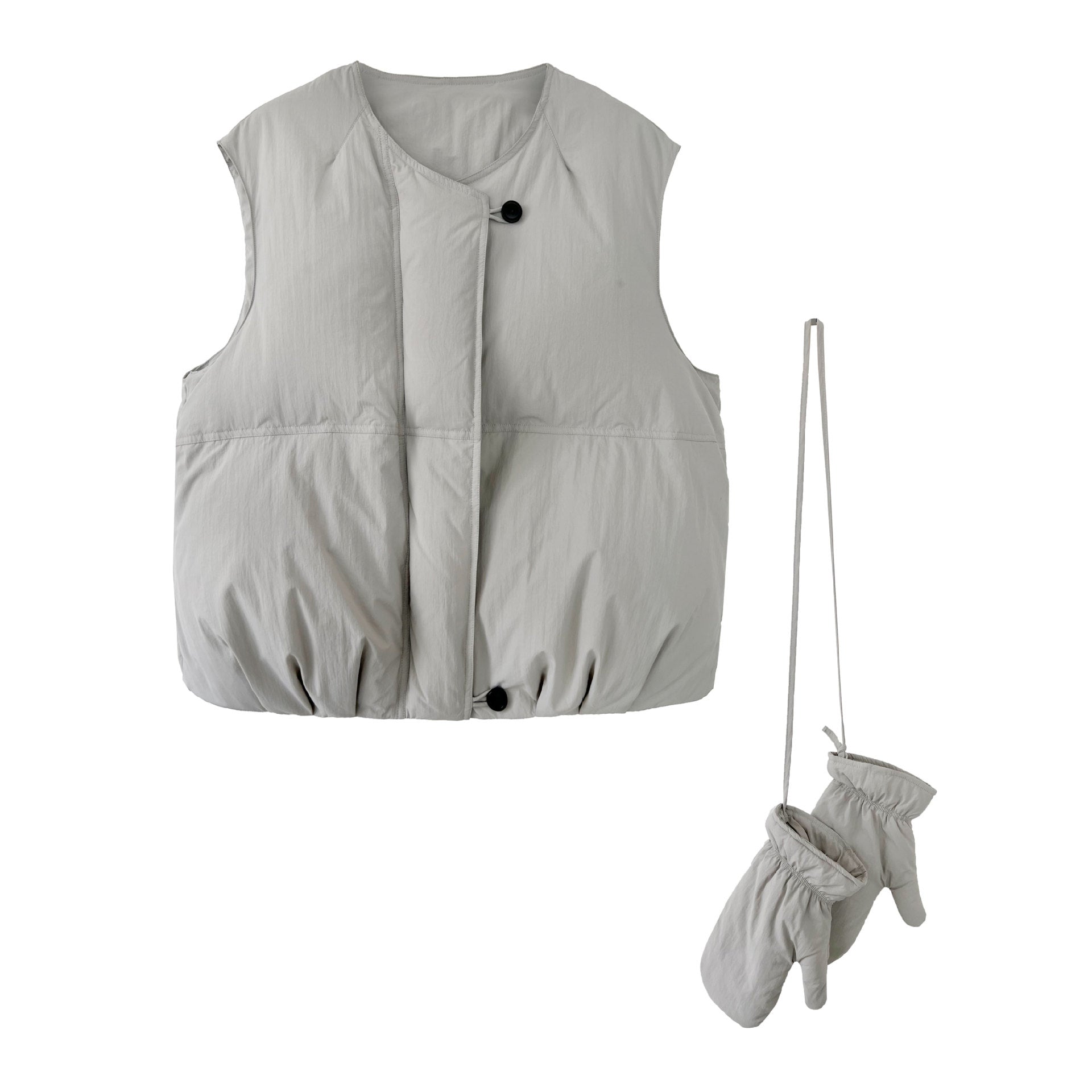 Japanese 90 white duck down down vest women's winter with gloves warm thickened vest jacket Y
