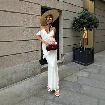 Slim-fitting ruffle-edged sexy dress