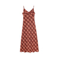 Holiday waist long dress plaid suspender dress