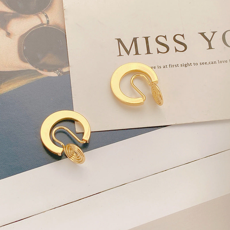 Tide mosquito coil disc ear clips, no ear piercings, white-collar temperament fashion earrings