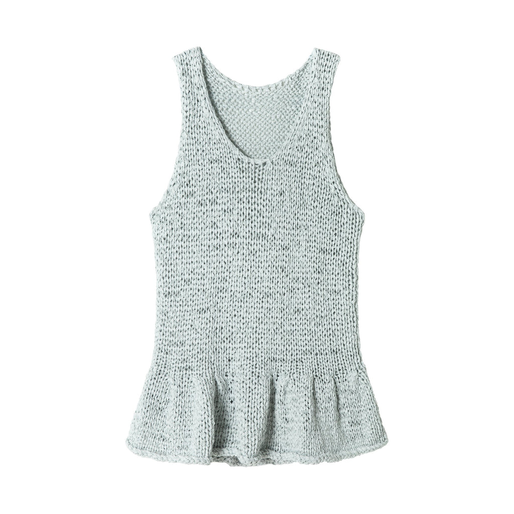 Spring nylon cotton lotus leaf edge narrow U neck texture sling vest