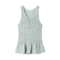 Spring nylon cotton lotus leaf edge narrow U neck texture sling vest