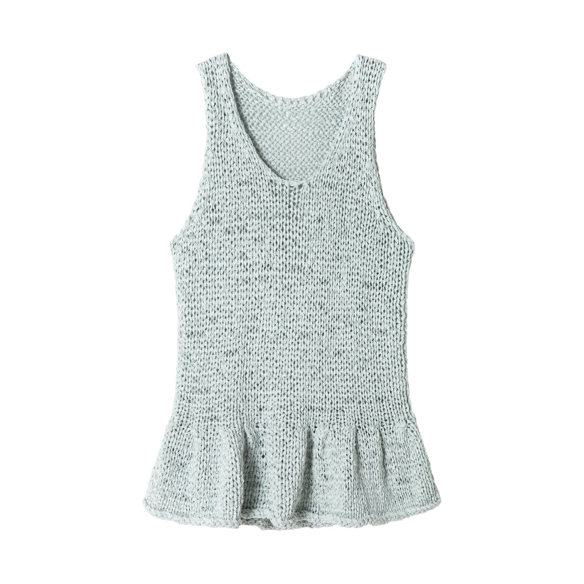 Spring nylon cotton lotus leaf edge narrow U neck texture sling vest
