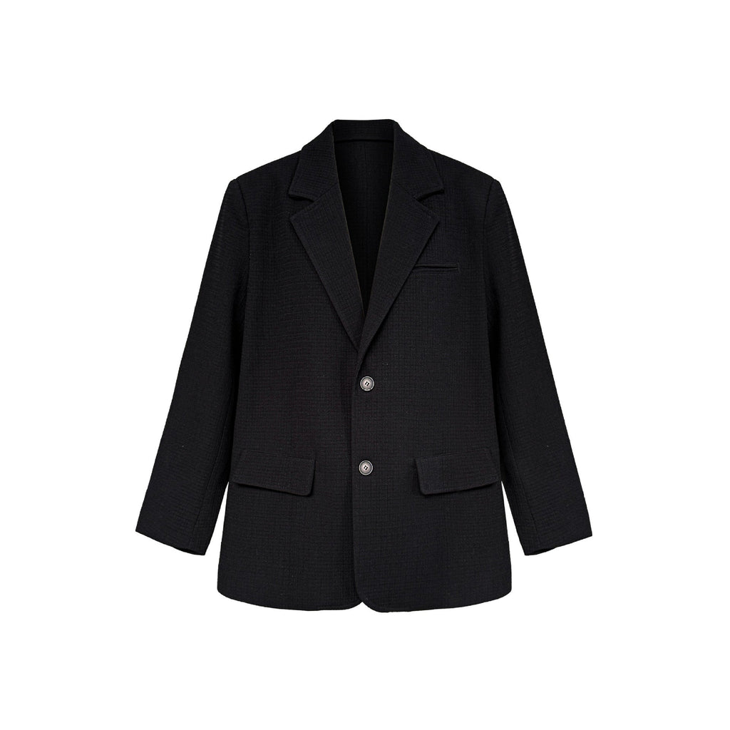 Silhouette casual commuter textured waffle suit women's autumn vintage baggy jacket