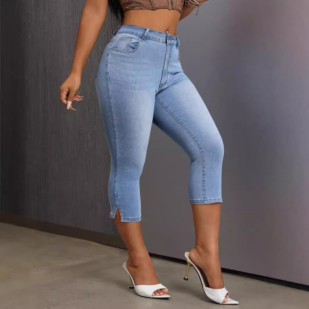 Mid-Waist Skinny Cropped Jeans