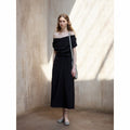 Tencel Off-Shoulder Dress Women Slim Fit Tube Top Long Irregular Hem