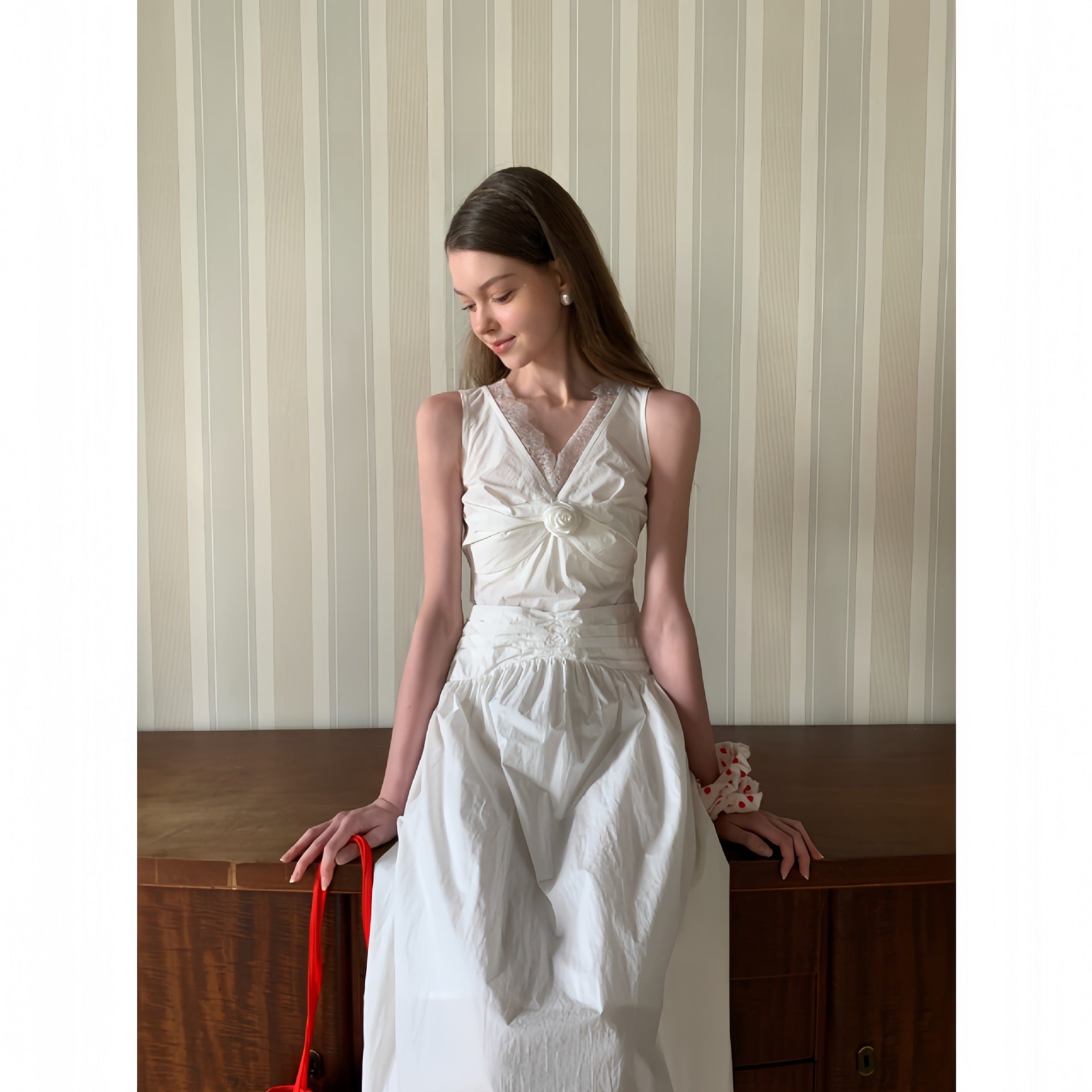 French sexy loose sleeveless vest dress