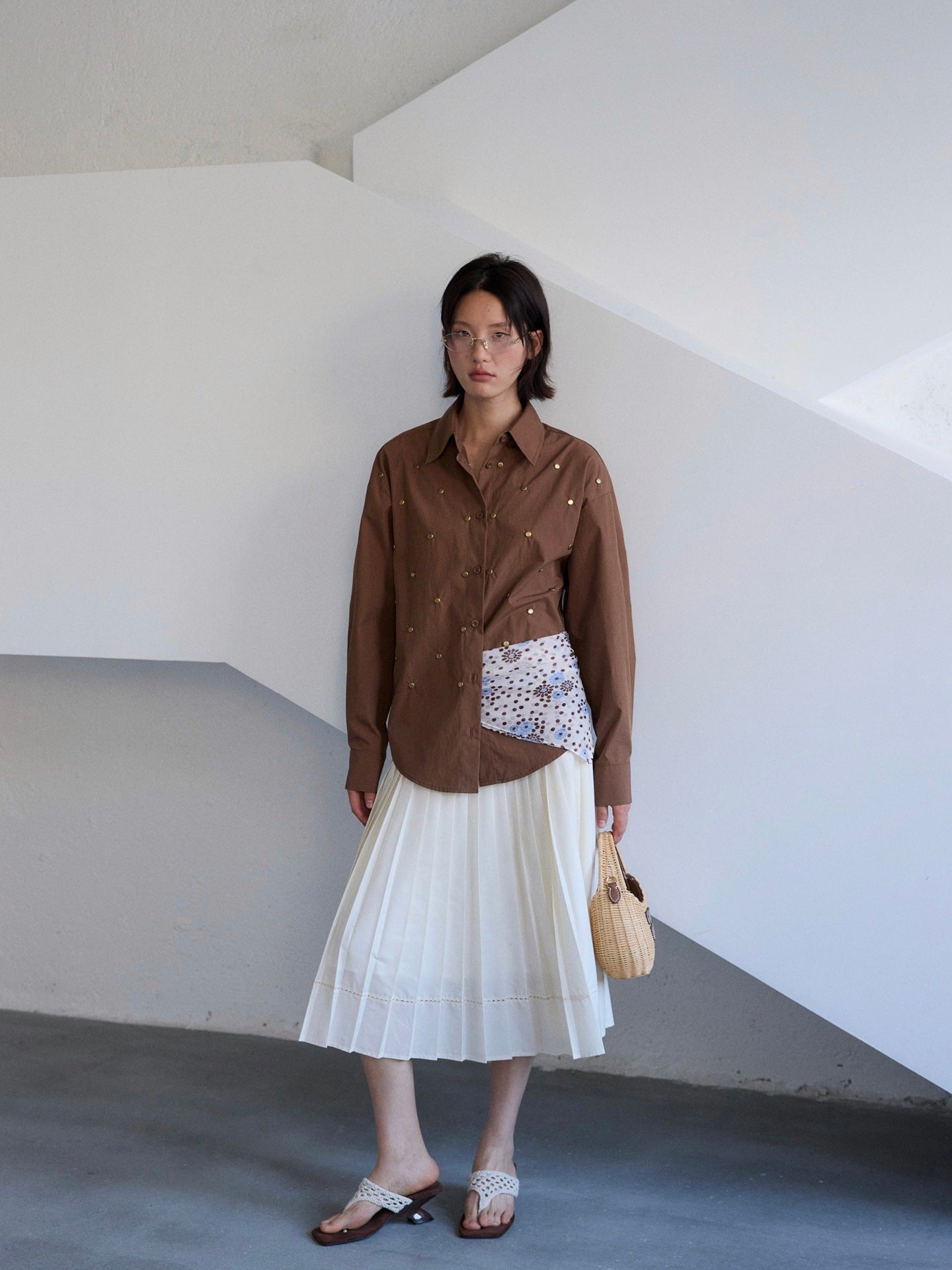 College style pleated skirt medium and long skirt skirt high-end high-waisted A-shaped skirt