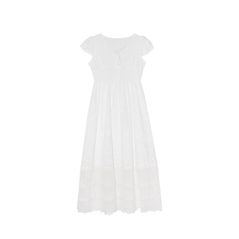 Lace Flutter Sleeve Maxi Dress