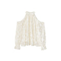 Sweet age-reducing ruffle top neck off-the-shoulder shirt