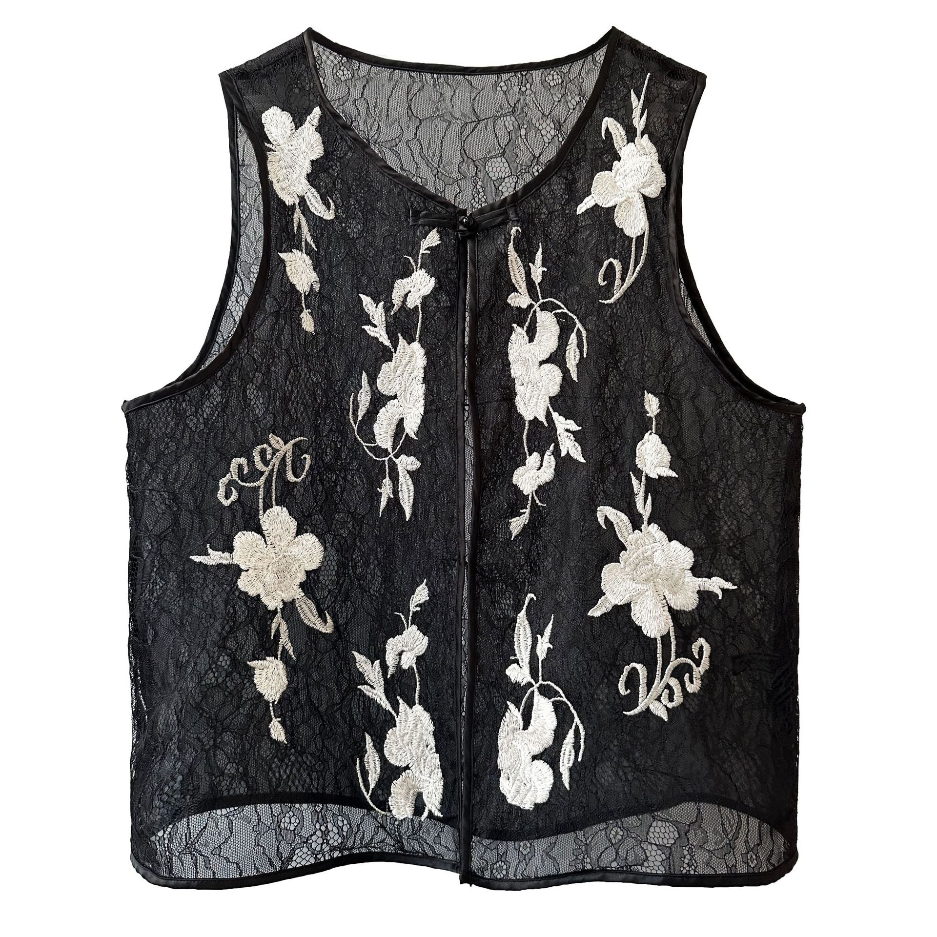 Advanced sense~ 2025 summer new national style new Chinese style hidden button flower embroidered vest cardigan