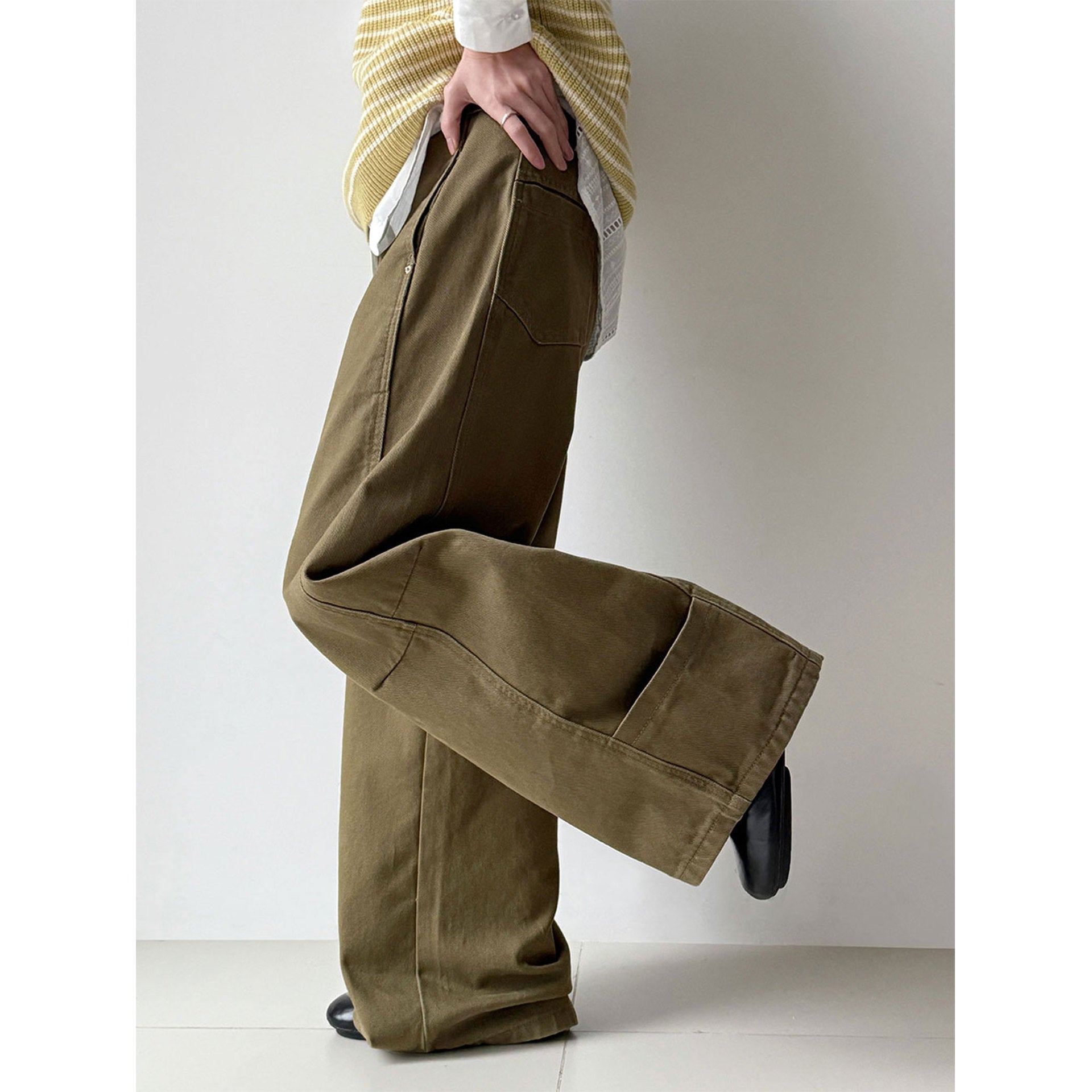 American jeans retro scimitar pants spring new loose and versatile wide-leg straight pants