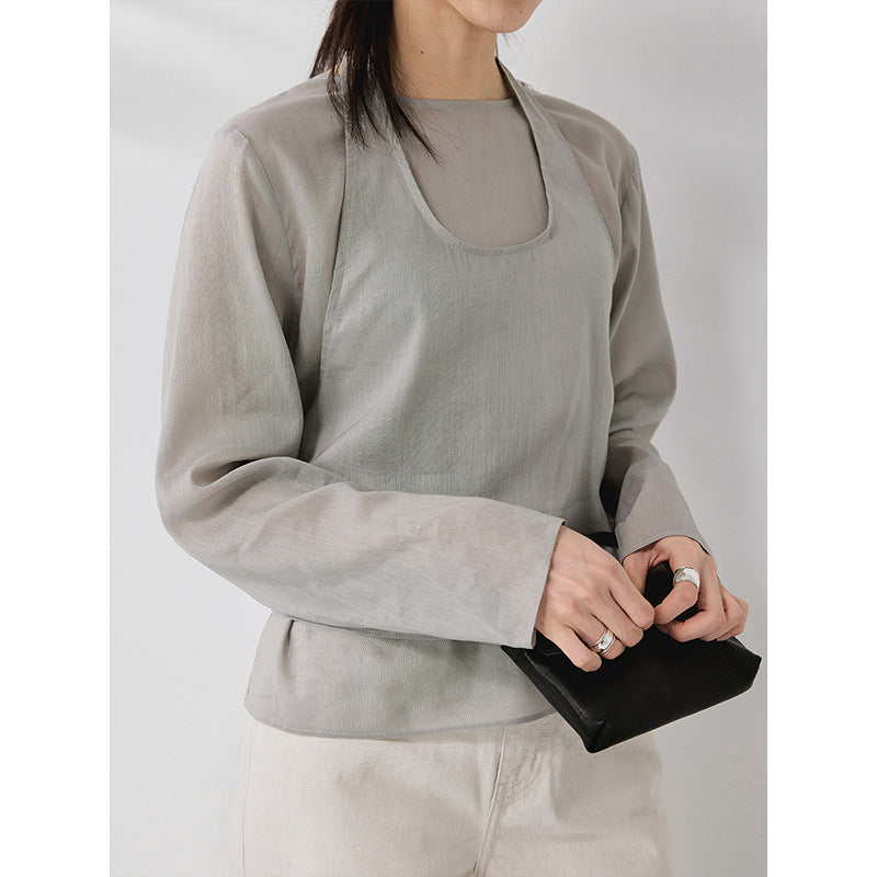 Two-piece set neck vest top stacked T-shirt summer suit