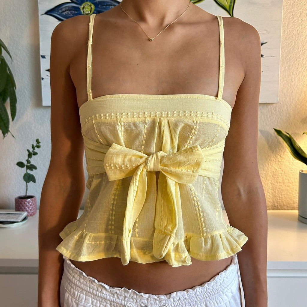 Women's Sexy Suspender Small Vest T-Shirt Sleeveless Lotus Leaf Edge Vacation Style Tube Top Women