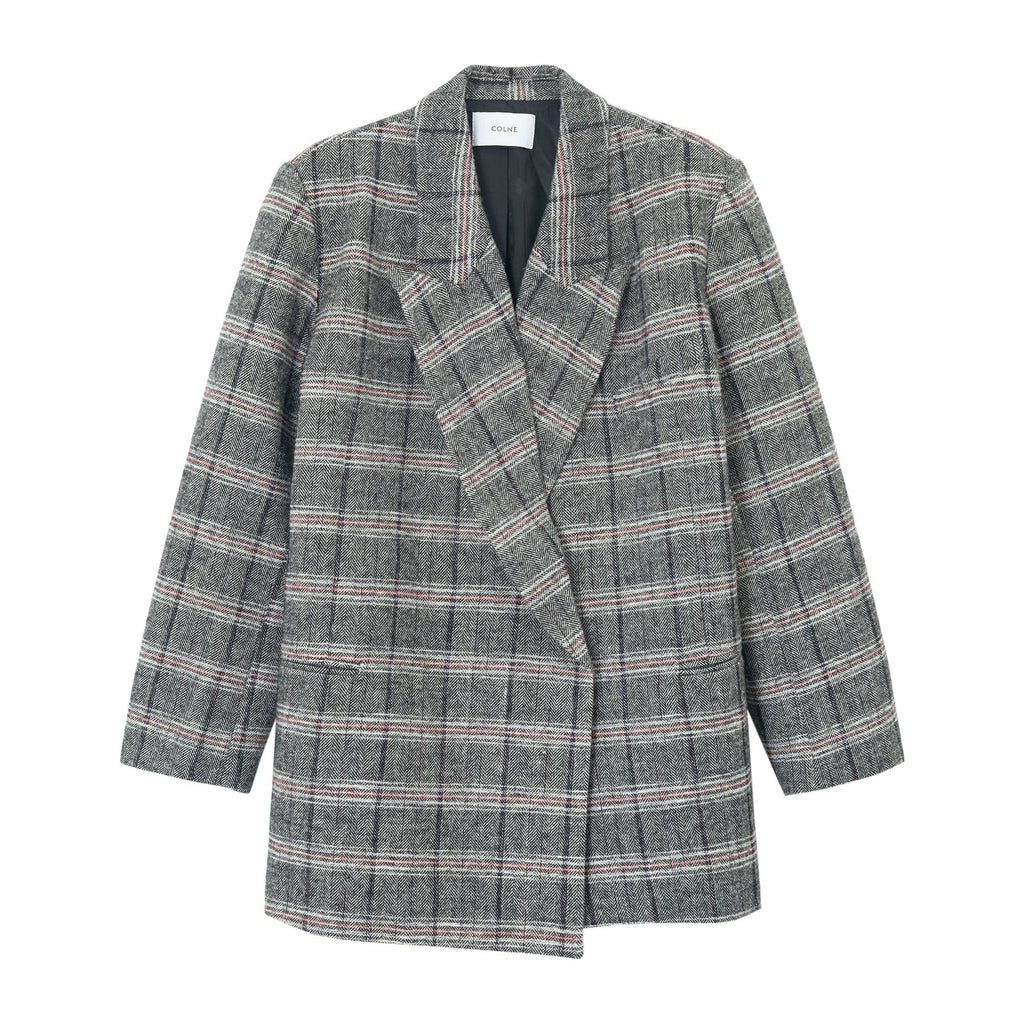 Autumn Design Retro Casual Wool Plaid Classic Wide Shoulder Suit