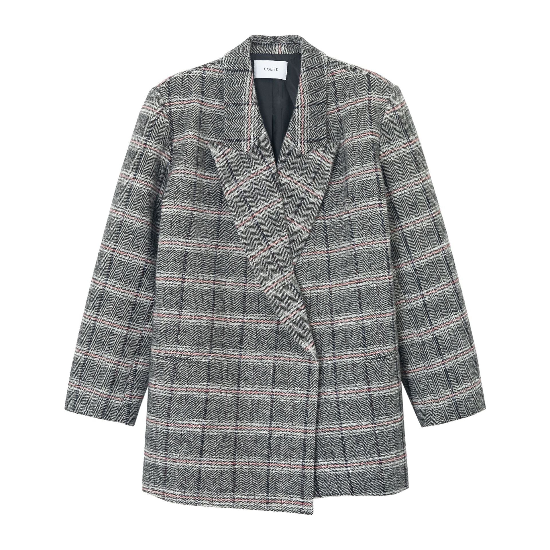 Autumn Design Retro Casual Wool Plaid Classic Wide Shoulder Suit