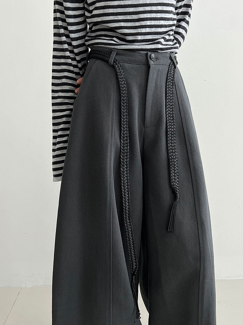 Korean casual loose and drape loose wide-leg pants women's autumn new belt versatile trousers