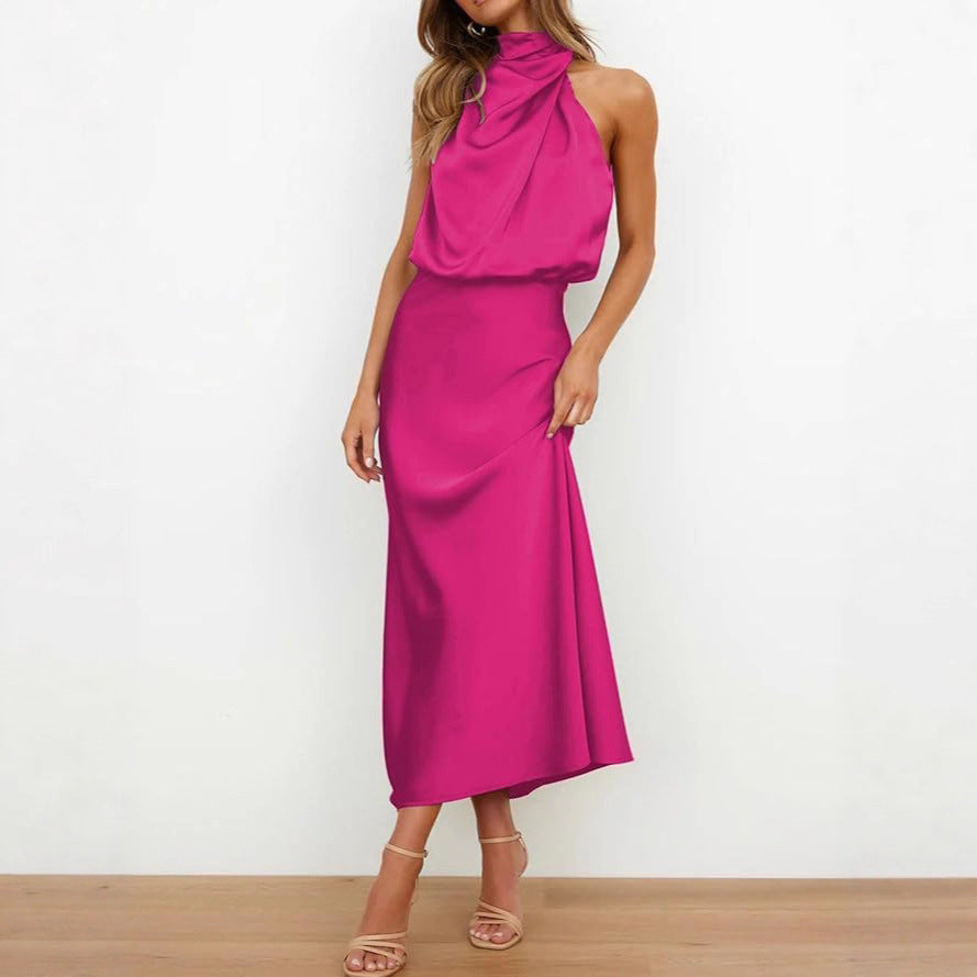 Spring and summer new high-end satin coat sleeveless dress fashionable and elegant temperament light evening