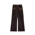 Casual fishtail pants embroidered bagged corduroy micro-pull pants women